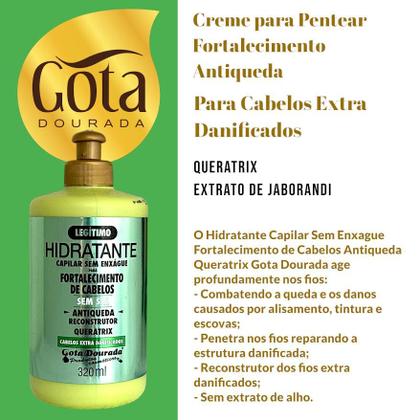 Imagem de Creme de Pentear Gota Dourada Antiqueda Fortalecimento Queratrix Anti Queda Para Cabelos Extra Danificados