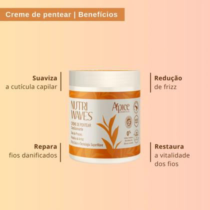 Imagem de Creme de Pentear Nutri Waves 500g Apice No Poo / Low Poo Ação Condicionante