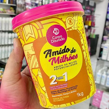 Imagem de Creme de Tratamento para Pentear e Hidratante 2 em 1 Regarv 1kg Corpo Dourado Todos os Tipos de Cabelo