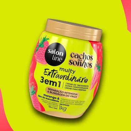 Imagem de Creme de Tratamento Salon Line 3 em1 Multy Extraordinário Cachos dos Sonhos Morango e Óleo de Macadâmia 1Kg