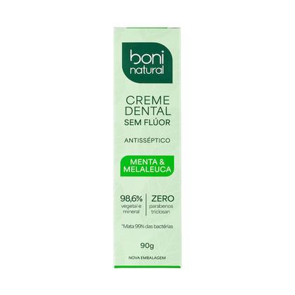 Imagem de Creme Dental Boni Natural Antisséptico Menta e Melaleuca Sem Flúor 90g
