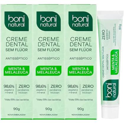 Imagem de Creme Dental Boni Natural Menta Melaleuca Sem Flúor 90g 3 Un