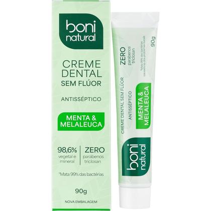 Imagem de Creme Dental Boni Natural Menta Melaleuca Sem Flúor 90g