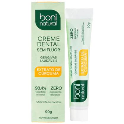 Imagem de Creme Dental Boni Natural Sem Fluor Carvao Vegetal Branqueador Antisseptico Sem Parabenos Halito 90g