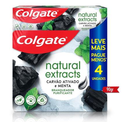 Imagem de Creme Dental Colgate Natural Extracts Carvão Ativado e Menta 4 unid 90g