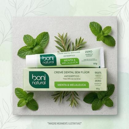 Imagem de Creme Dental Menta E Melaleuca Pasta De Dente Sem Flúor Vegana Boni Natural 90Gr