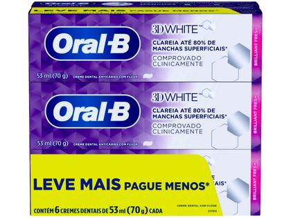 Imagem de Creme Dental Oral-B 3D White Brilliant Fresh 70g 6 unidades