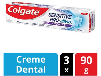 Imagem de Creme Dental para Dentes Sensíveis Colgate - Sensitive Pró-Alívio Imediato 90g 3 Unidades