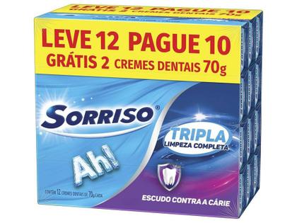 Imagem de Creme Dental Sorriso Tripla Limpeza Completa 70g 12 Unidades