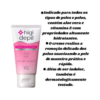 Imagem de Creme Depilatório Facial Aloe Vera e Vitamina E Higi Depil
