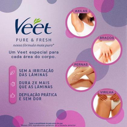 Imagem de Creme Depilatório Veet Pure & Fresh Pernas e Corpo para Banho 150ml