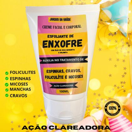 Imagem de Creme Esfoliante de Enxofre 100g Foliculite, Clareamento, Trata Acne, Espinhas, Micoses