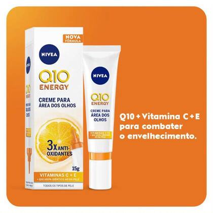 Imagem de Creme Facial Anti-Idade Área dos Olhos Nivea Q10 Plus Vitamina C Antissinais e Antirrugas 15 G