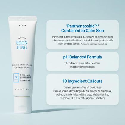 Imagem de Creme facial ETUDE House SoonJung 2x Barrier Intensive 60mL