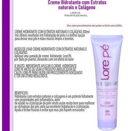 Imagem de CREME HIDRATANTE EXTRATOS NATURAIS E COLAGENO  300ml LORE PÉ - KIT 4und