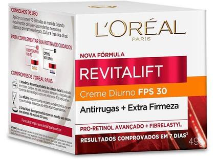 Imagem de Creme Hidratante Facial Anti-idade L'Oréal Paris Revitalift Pro-Retinol Diurno FPS 30, 49g