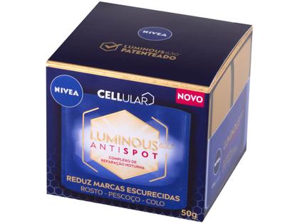 Imagem de Creme Hidratante Facial Nivea Complexo de Reparação Noturna Luminous 630 Antispot Ácido Hialurônico 50ml