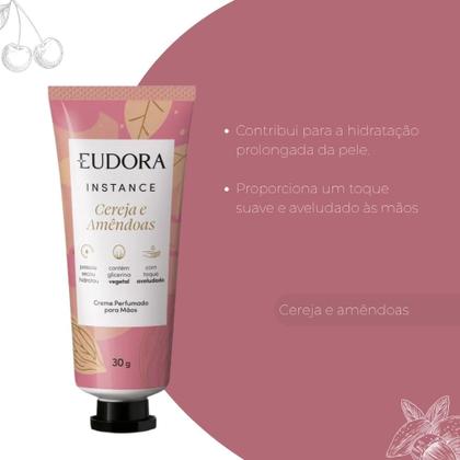 Imagem de Creme Hidratante para Mãos Perfumado de Cereja Amêndoa 30g Secagem Rápida Eudora Instance