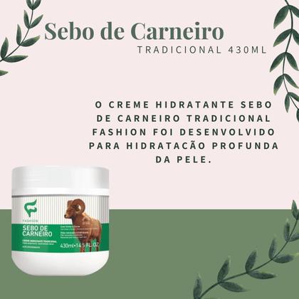 Imagem de Creme Hidratante Tradicional Fashion Cosméticos Sebo de Carneiro Pote 430ml