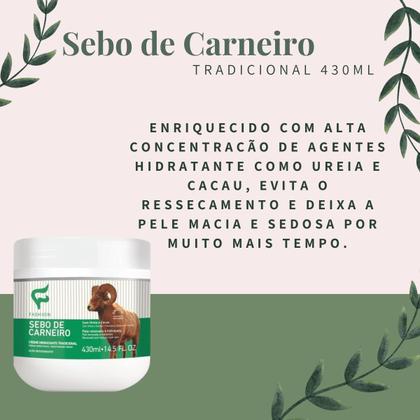 Imagem de Creme Hidratante Tradicional Fashion Cosméticos Sebo de Carneiro Pote 430ml