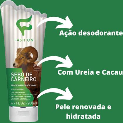 Imagem de Creme Hidratante Tradicional Fashion Sebo de Carneiro Bisnaga 200ml Kit 4
