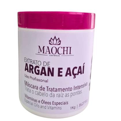 Imagem de Creme Neutralizador Ph Capilar Natural Mask Pós Quimica Maochi 1kg Argan e Açaí Brilho Hidratação Tratamento Profundo