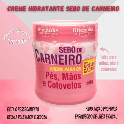 Imagem de Creme para os Pés, Mãos e Cotovelos Sebo de Carneiro 200g - Rhenuks