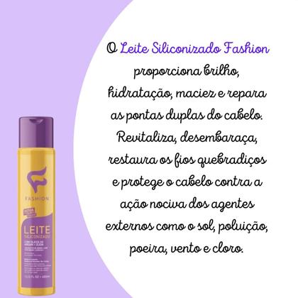 Imagem de Creme Para Pentear Fashion Leite Siliconizado Com Óleos de Argan + Ojon Vidro 400ml Kit Promocional 10 Unidades