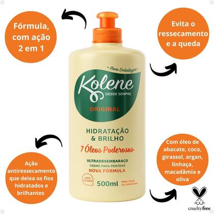 Imagem de Creme para Pentear Kolene Original Hidratação e Brilho 500ml