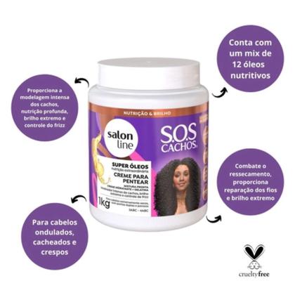 Imagem de Creme Pentear Super óleos S.O.S Cachos 1KG - Salon Line