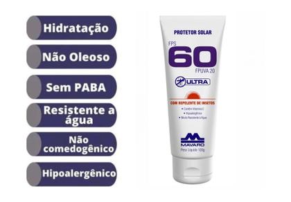 Imagem de Creme Protetor Solar Fator Fps 60 Com Repelente 120g Mavaro