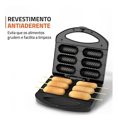 Imagem de Crepeira Queijo Salsicha De 6 Chapas Antiaderente 750w 110v