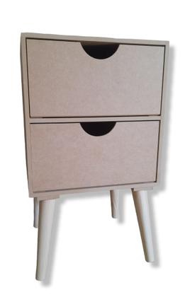 Imagem de Criado 2 Gavetas Meia Lua Retro Mesa De Cabeceira Decoração Quarto Mdf Cru