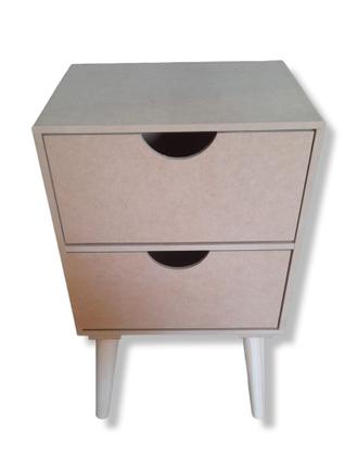 Imagem de Criado 2 Gavetas Meia Lua Retro Mesa De Cabeceira Decoração Quarto Mdf Cru