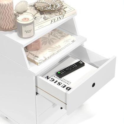 Imagem de Criado Mesa De Cabeceira Com 3 Gavetas E Nicho Luxo Branco