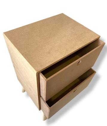 Imagem de Criado Retro 2 Gavetas Mesa Cabeceira Quarto Mdf Cru