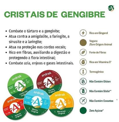Imagem de Cristais de Gengibre Limão e Sal Tubo com 10g - Ardrak