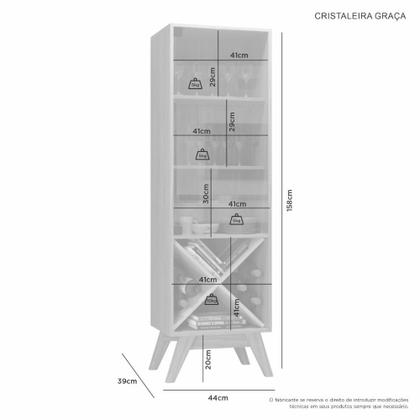 Imagem de Cristaleira 1 Porta de Vidro 4 Nichos Adega Graça Cinamomo/Off White - JCM Móveis