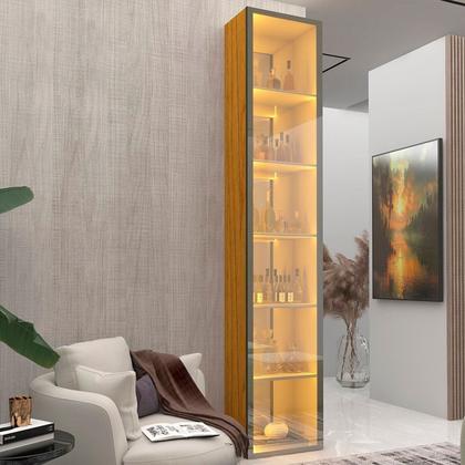 Imagem de Cristaleira 1 Porta Reflecta com Fita Led com Espelho Luminare 100% Mdf