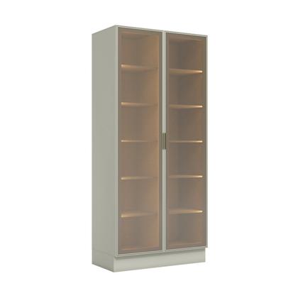 Imagem de Cristaleira 100cm 2 Portas com LED e Vidro Reflecta Temperado 100% MDF Fineze Bege/Areia HP