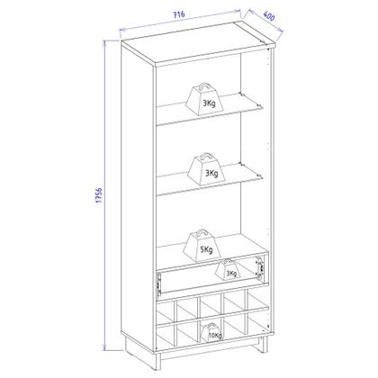 Imagem de Cristaleira 2 Portas 1 Gaveta com Adega Guanabara Móveis