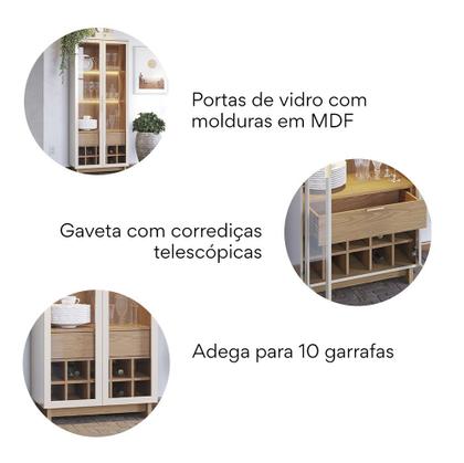 Imagem de Cristaleira 2 Portas 1 Gaveta com Adega Guanabara Móveis