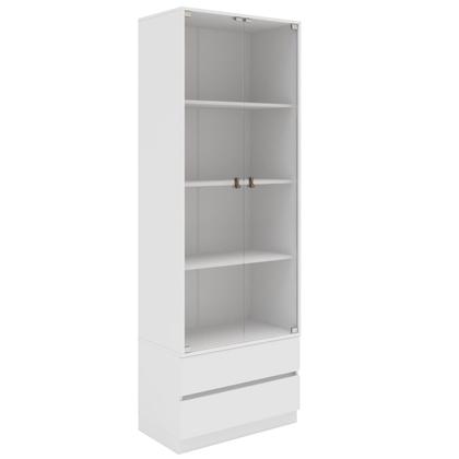 Imagem de Cristaleira 2 Portas 2 Gavetas com LED e Portas de Vidro Liz Yescasa Branco