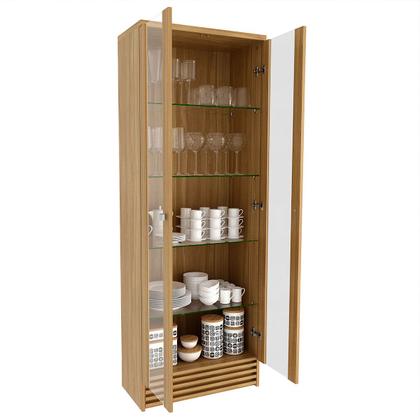 Imagem de Cristaleira 2 Portas com Vidro França 5 Prateleiras Carvalho - Panorama Móveis