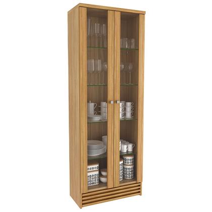 Imagem de Cristaleira 2 Portas com Vidro França 5 Prateleiras Carvalho - Panorama Móveis