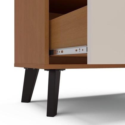 Imagem de Cristaleira 2 Portas de Vidro 1 Gaveta 4 Prateleiras 75cm Creme Freijó Londres Marrom
