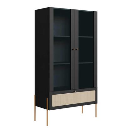 Imagem de Cristaleira 2 Portas de Vidro 1 Gaveta 83cm Pés em Metal