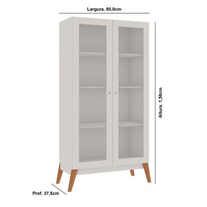 Cristaleira 2 Portas de Vidro GenialFlex - Branco Imagem de Cristaleira 2 Portas de Vidro GenialFlex - Branco