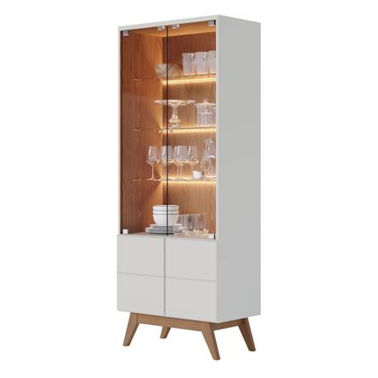 Cristaleira 2 Portas de Vidro Noronha com Led - Colibri Imagem de Cristaleira 2 Portas de Vidro Noronha com Led