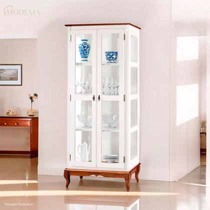 Imagem de Cristaleira 2 Portas e Laterais em Vidro 3 Prateleiras 60301 Linz Móveis - Off White/Imbuia Glazer
